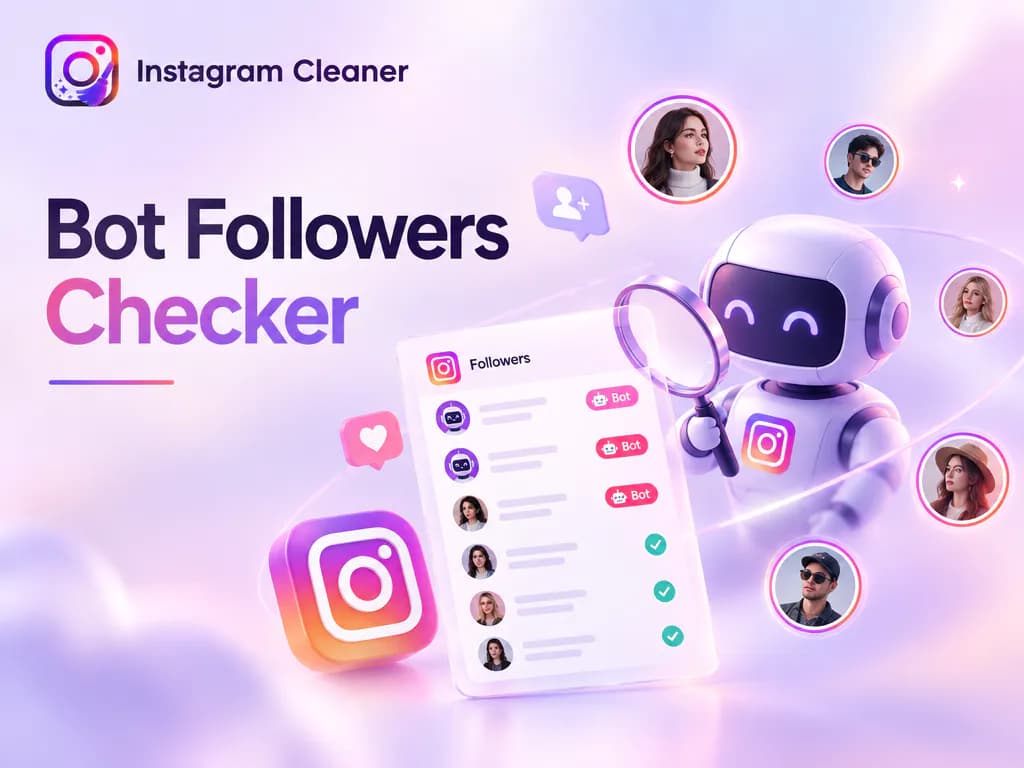 Illustration of Instagram bot followers being reviewed on a follower list