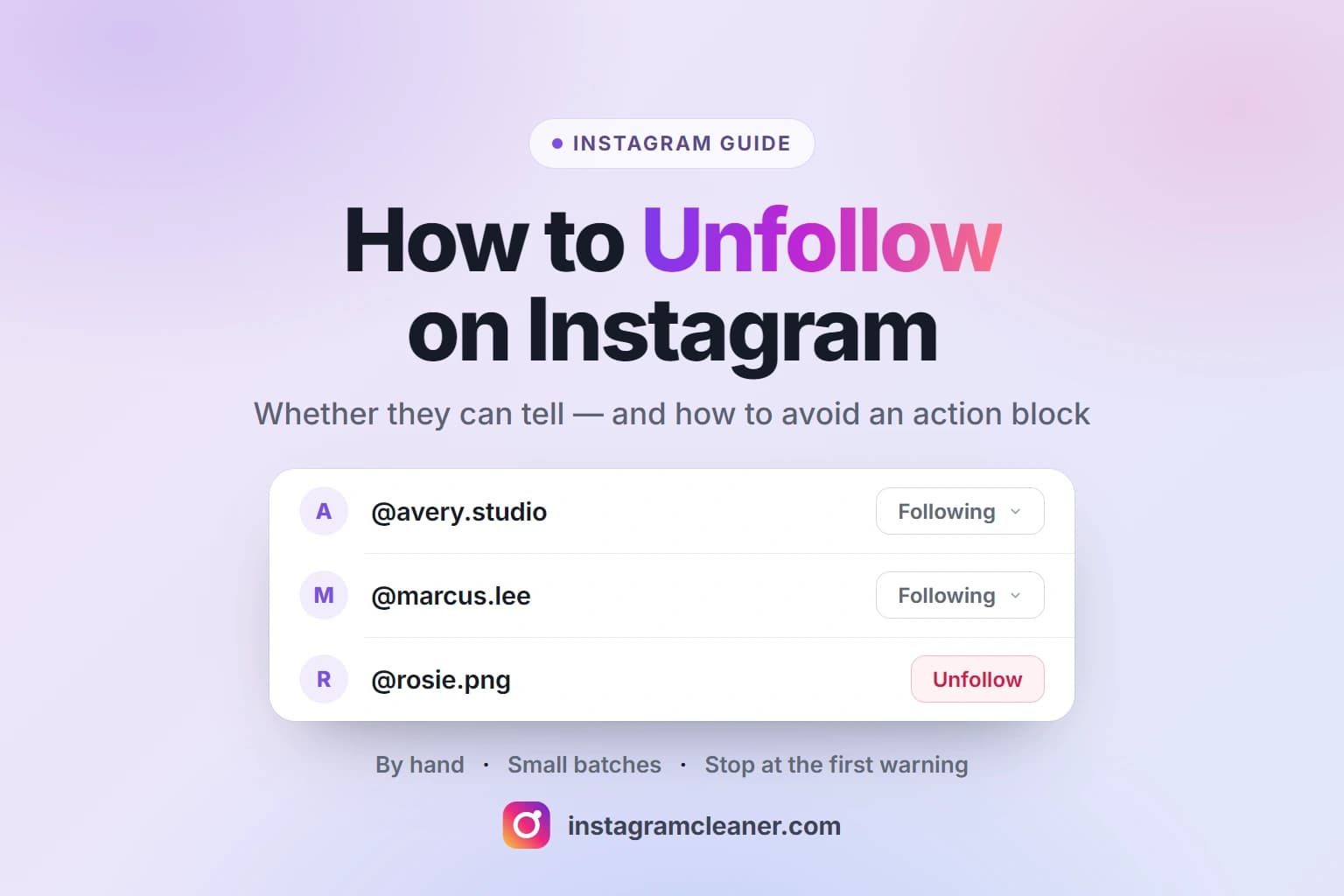 How to unfollow on Instagram with a following list and unfollow action illustration